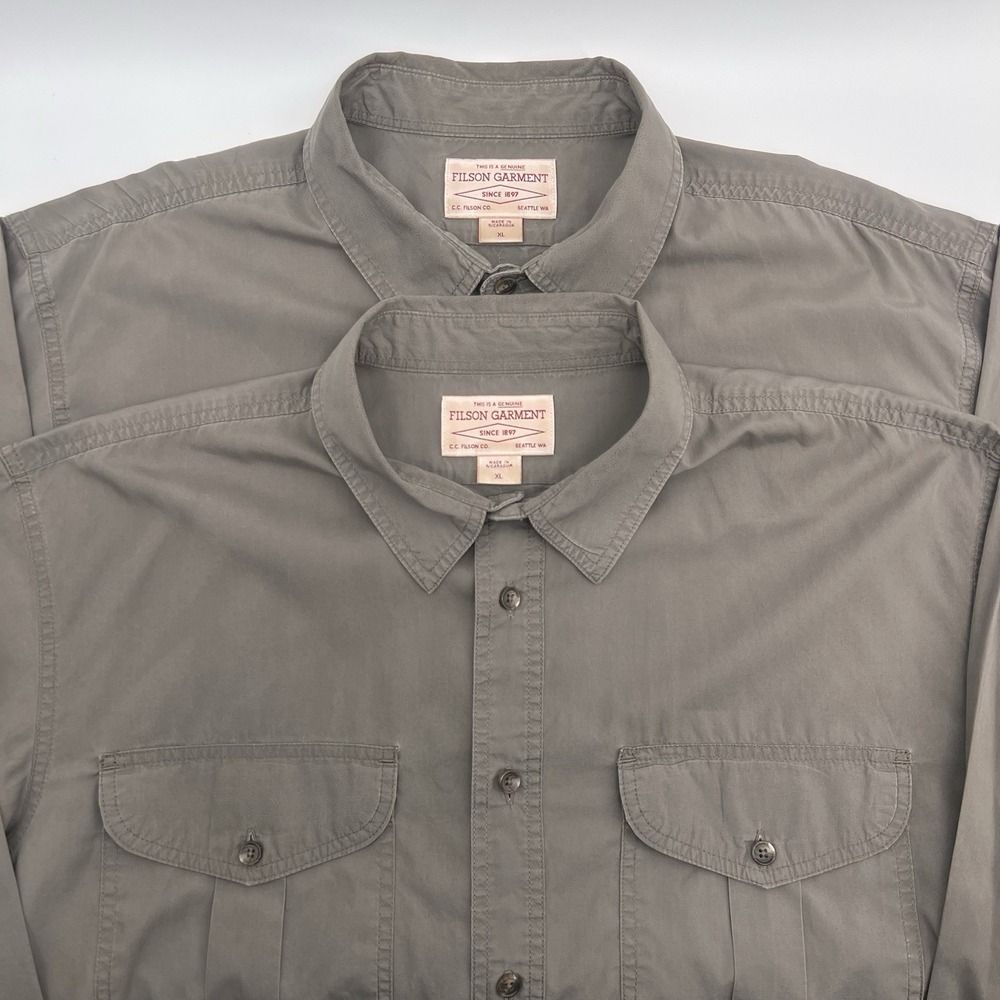 Filson Cloth Shirt Mens XL Brown Long Sleeve Twill Button Down Lot Of 2 Outdoor